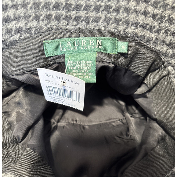 Lauren Ralph Lauren Tweed Lambswool Blend Bucket Hat Size M Gray Houndstooth NWT main image 4